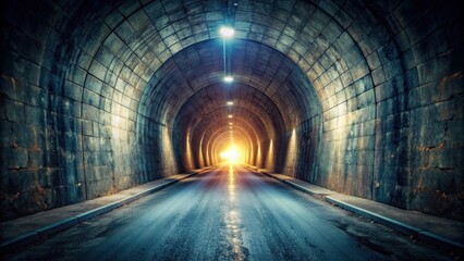 A dark and eerie tunnel with light at the end , underground, transportation, passage, mystery, dark, tunnel wall