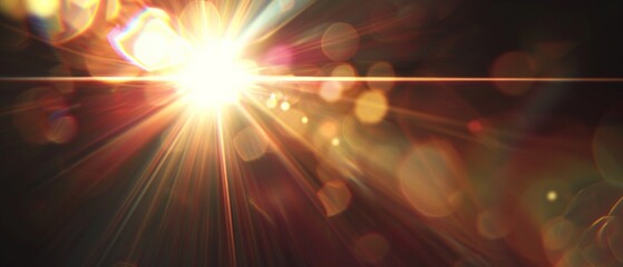 Wall Mural - bright sunburst with dynamic lens flare effects, radiating light beams, warm colors, abstract, energ