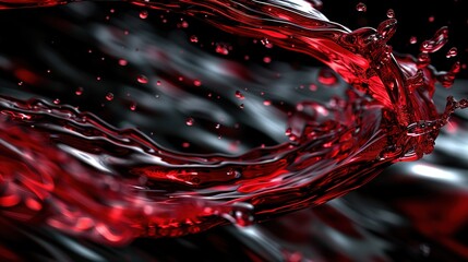 Wall Mural -   A close-up photo of a red and black background with a splash of water at the base