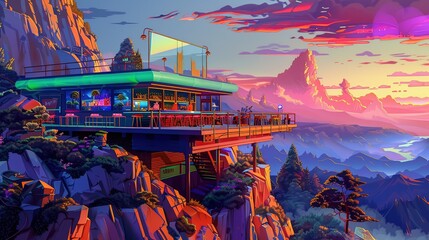 Poster - Mountaintop Bar with Stunning View