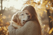 © BetterPhoto - A young woman embracing her dog in a warm, golden light, symbolizing love and companionship.