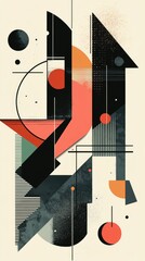 Wall Mural - a modern abstract composition featuring geometric shapes and contrasting colors, perfect for contemp