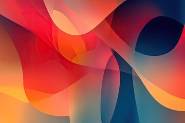 Wall Mural - A vibrant abstract art piece featuring fluid shapes and warm colors that create a sense of movement and depth.