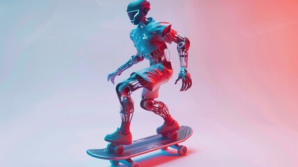 Poster - Robot Skateboarding Futuristic