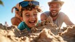 © LifeMedia - A family enjoys their sunny beach vacation by building a sandcastle together, radiating happiness, laughter, and creating lasting memories filled with joy and warmth.