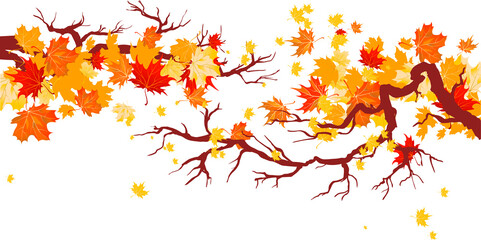 Wall Mural - bright autumn backdrop with leaves