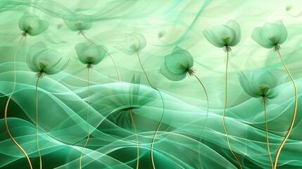 Wall Mural -   A photograph of a bouquet of flowers against a verdant backdrop, with ripples and motion in the foreground