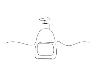 Wall Mural - Continuous one line drawing of cosmetic lotion tube. Cosmetic bottle single line vector illustration. Editable line vector.