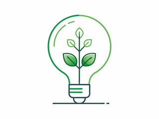 continuous single line drawing of green plant in light bulb, green energy concept line art vector il