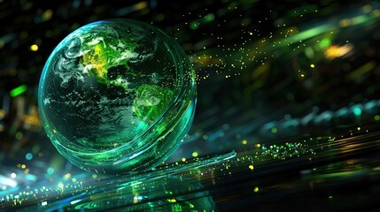 Poster - Green Earth in Glass Orb