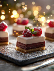 Sticker - chocolate cake with raspberries