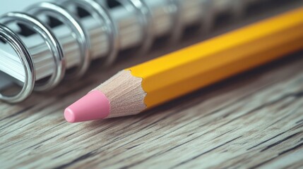 Canvas Print - A classic yellow pencil with a pink eraser, 