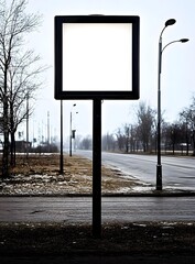 Sticker - Blank Billboard on a Street in Winter