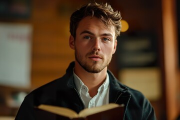 Young Man Delivering Sermon from Holy Bible