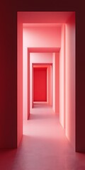 Wall Mural - Abstract Pink Corridor with Minimalist Design