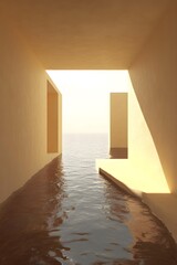 Wall Mural - Abstract Minimalist Architecture With Water Reflection