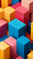 Poster - Colorful 3D Cubes Abstract Background