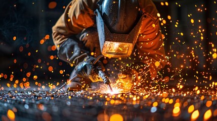 Wall Mural - Welder Working with Sparks Flying