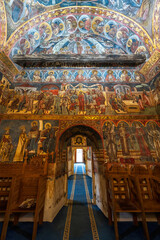 Interior of the Humor Monastery, one of the Painted churches of Moldavia, a world heritage site in Romania