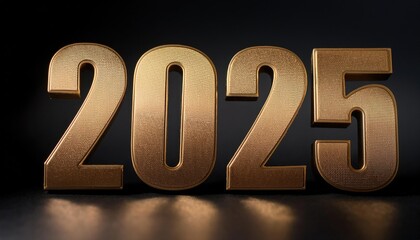 2025 shining metal gold text on black background