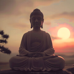 Sticker - Buddhism, moment of meditation