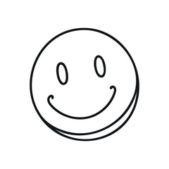 One continuous line art smiling face isolated vector illustration on white background.