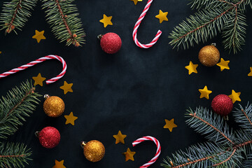 Wall Mural - abstract new year and christmas dark background with place for your text.
