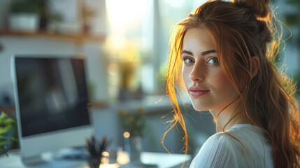 Poster - Portrait of a Young Woman with Red Hair