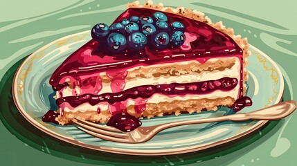 Poster - Blueberry and cream cheese cake