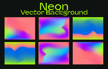 Poster - Set of blurred vector backgrounds in neon vibrant colors.