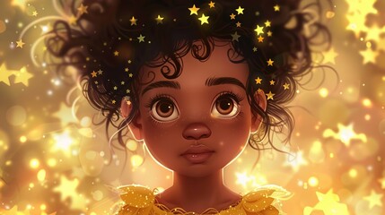 Canvas Print - A Young Girl Surrounded by Stars