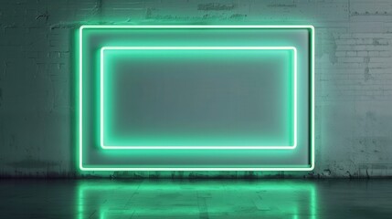 Wall Mural - Vibrant Neon Green Frame, a bold and striking double neon line design, illuminating spaces with a captivating glow and dynamic visual appeal.