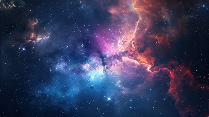 Deep Space. Universe Astronomy Sky Night Science Background with Star Clusters and Nebulae