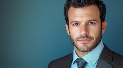 Sticker - Confident Businessman Portrait:  A handsome, professional man with a determined expression, exuding confidence and leadership in a portrait shot.  