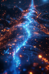 Wall Mural - A blue and orange line with a lot of lights