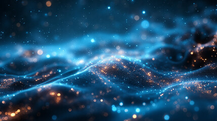Wall Mural - A blue wave with many small dots in it