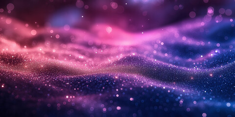 Canvas Print - A purple and blue wave with a lot of sparkles