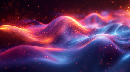 Canvas Print - A purple and blue wave with a lot of sparkles