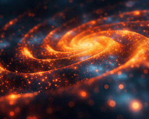 Wall Mural - a spiral of orange and blue lights with a blue background