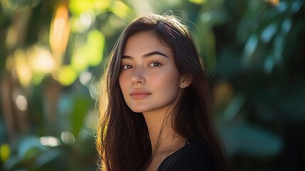 Sticker - Woman portrait with natural lighting and a serene background