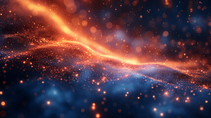 Wall Mural - a blue and orange background with a lot of sparkles