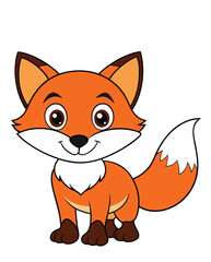 Wall Mural - Fox cute cartoon character design illustration