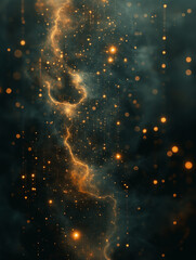Wall Mural - a bright orange and blue starry sky with a glowing, swirling