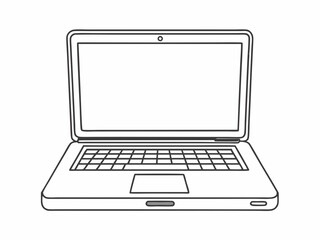 Wall Mural - single line drawing of laptop computer isolated on white background, continuous line vector illustration
