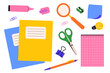 © Alesia - Colorful set of school stationery and accessories. Vector illustration collection of study tools and learning materials for educational content