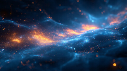 Wall Mural - a blue and orange galaxy with a lot of stars and a lot of fire