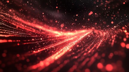 Wall Mural - Abstract background with red glowing particles, representing energy, passion, movement, technology, and the future.