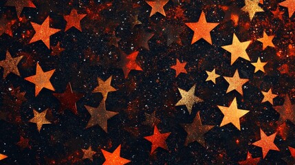 Canvas Print - A beautiful and festive background with scattered golden stars on a dark, glittery surface. Perfect for creating a magical and celebratory atmosphere.