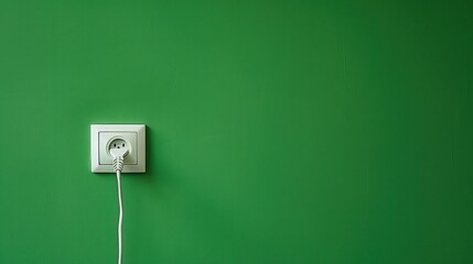 Electric Outlet - White Appliance Mounted on Green Wall for Energy Industry