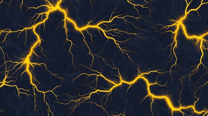 Wall Mural - Yellow lightning pattern, blue background